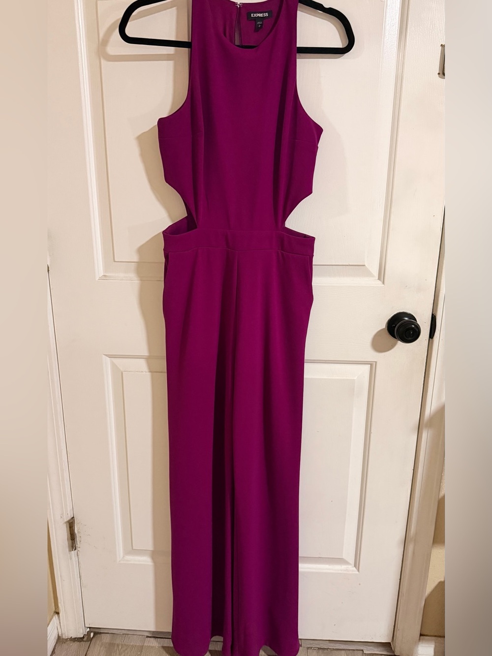 Express Sleeveless Cutout Magenta Jumpsuit with pockets